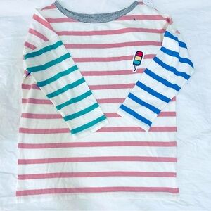 Gap kids color block striped shirt, 100% cotton, Size Large, pink, green, blue